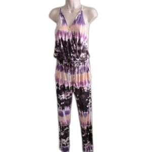 YFB Young Fabulous & Broke Chrissy Tie-dye Razor Back Stretchy Jumpsuit S